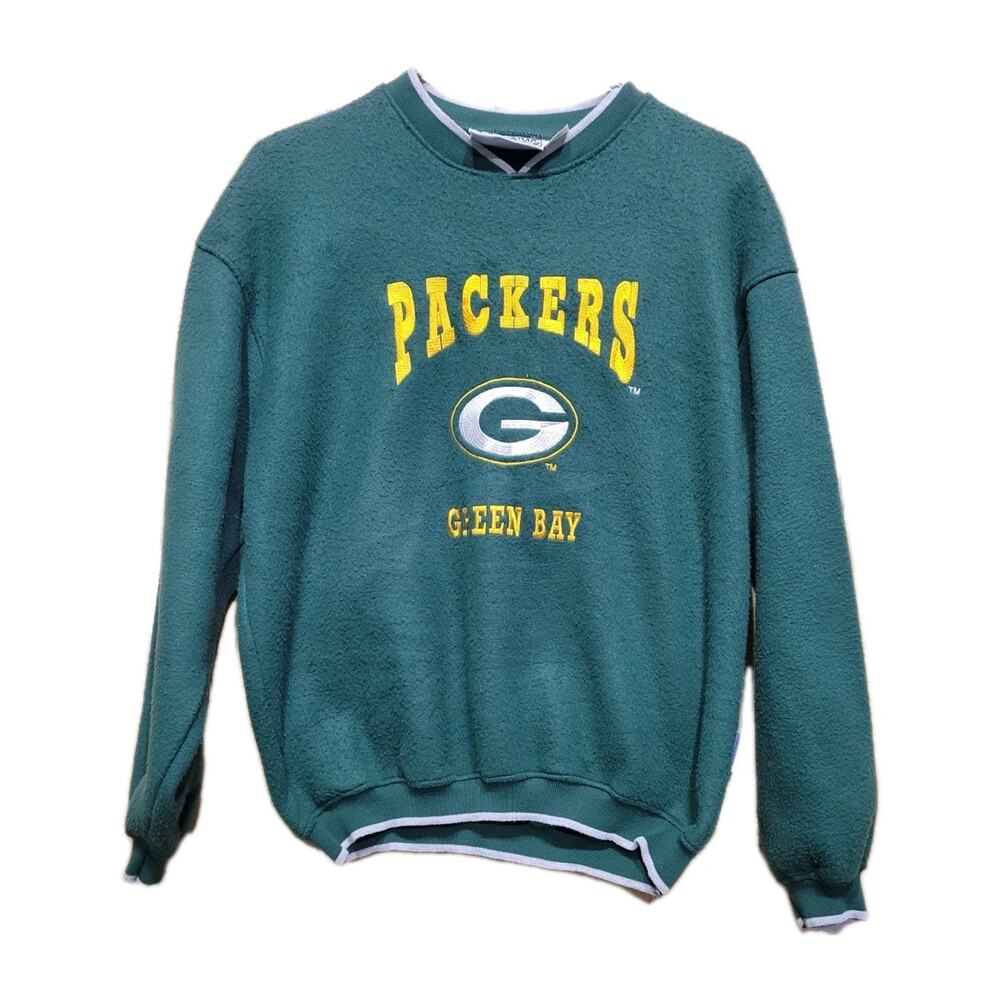 Vintage 90s Mighty Mac Green Bay Packers Womens LG Fleece Crewneck Stitched Logo